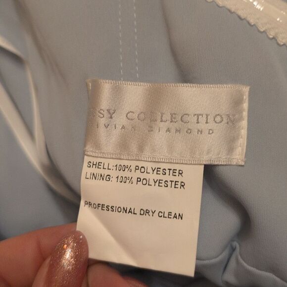 NWT Dessy Collection Tulle Floral Print Gown Maxi Dress Blue Mist Garden 16 - Picture 5 of 12